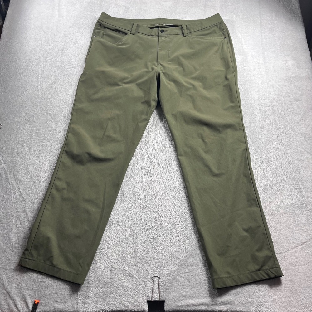 Lululemon Commission Pants Mens 38 Olive Green Technical Travel Trousers Repair